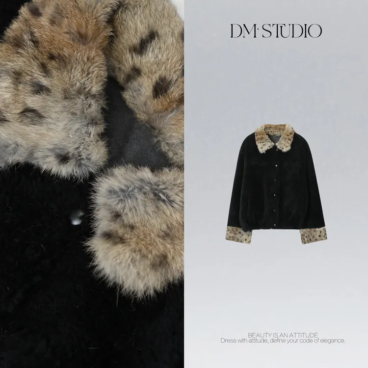 DEDM•STUDIO/千金名媛风重工獭兔毛领羊毛外套2512PC/198-25285