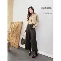 时尚阔腿裤女秋冬季2025新款高腰垂感梨型身材休闲百搭棕色裤子