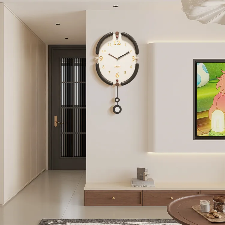 星屹简约创意奶油风客厅挂钟家用挂墙装饰石英钟网红静音时钟