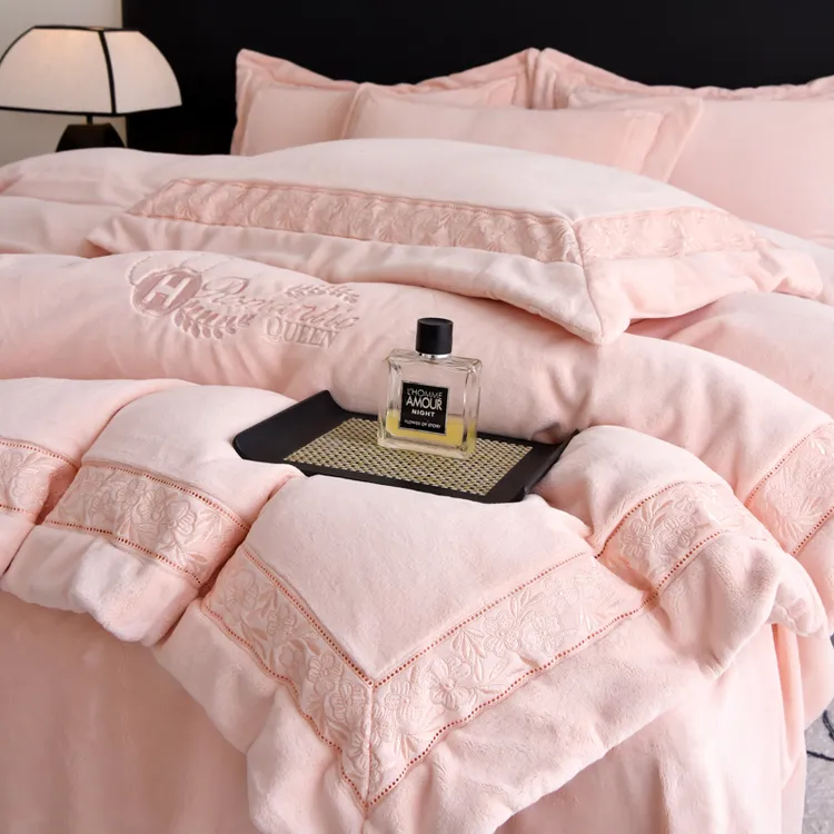 轻奢主卧高级感床上牛奶绒四件套加厚双面绒被套加绒床单简约被罩