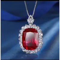 项链750黄金18k白金镶嵌红宝石镶女款项链赠链条