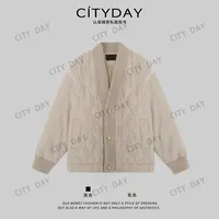 CityDay【楠哥】精纺羊毛拼皮无性别微阔道袍羽绒服外套男 8596