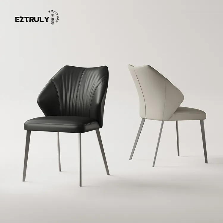 EZTRULY/25新款意式极简休闲餐椅家用现代简约软包靠背椅吃饭椅子