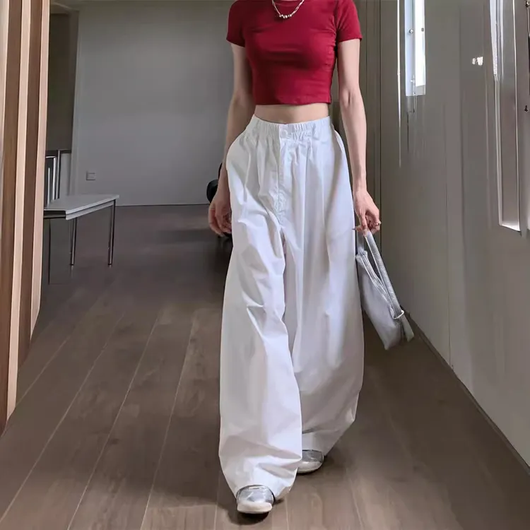 白色休闲阔腿裤女夏季薄款西装宽松垂感拖地高级感搜索百搭爆品