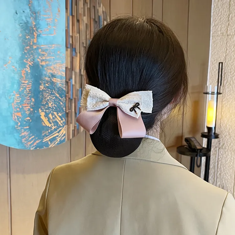 发网女盘头发护士头花头饰发饰2025新款职业网兜空姐银行高端发夹