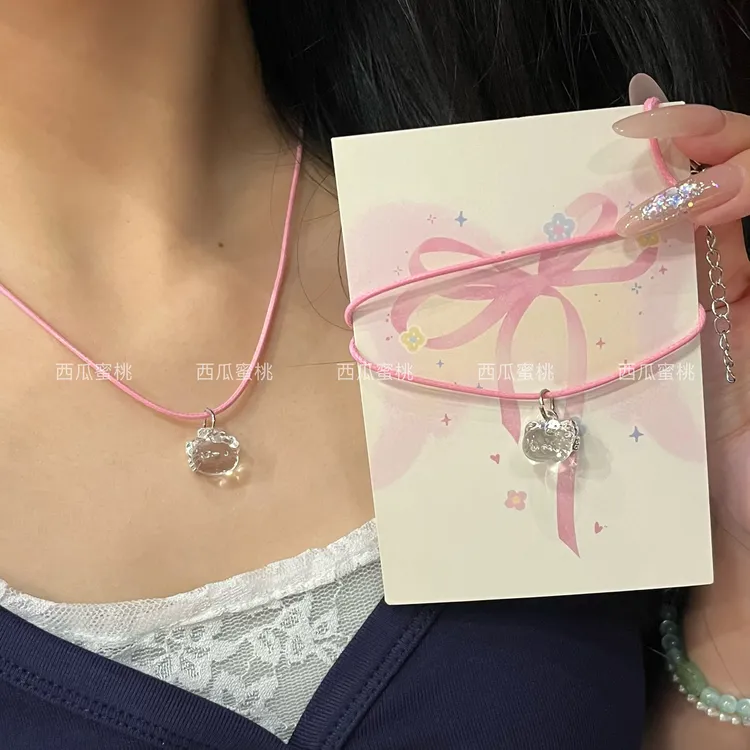 非金属亚克力项链 甜妹透明KT猫项链ins小众设计感送女友闺蜜颈链