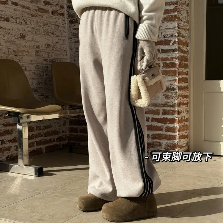 HELA AOMI “两穿校服裤”竖条纹运动风柔软高腰休闲裤CY5DM61583