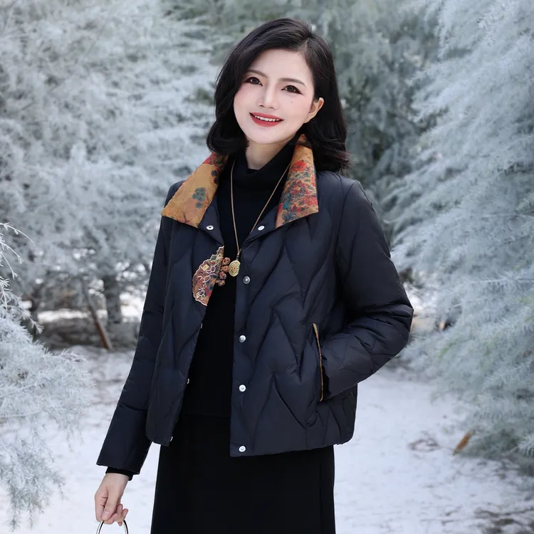 【90白鸭绒】枫竺阿楠anan新中式国风立领印花羽绒服女秋冬保暖外套