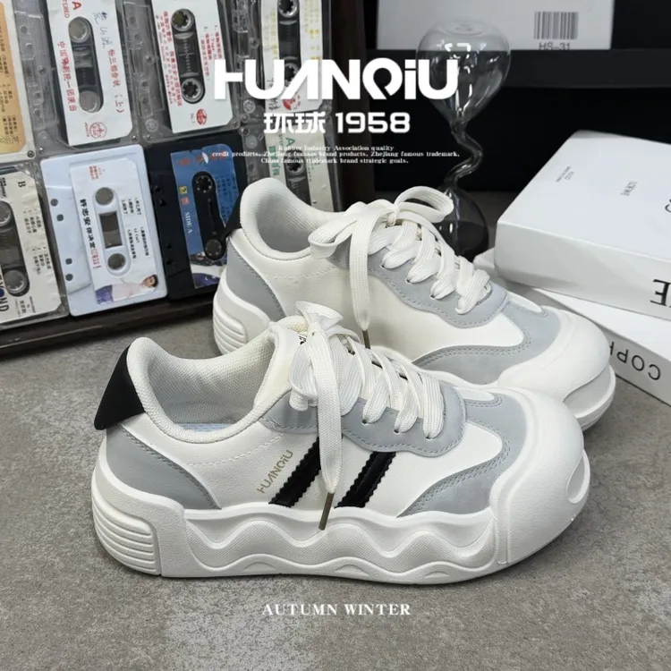 HUANQIU/环球增高厚底百搭简约板鞋女鞋2025春季新款潮流运动休闲