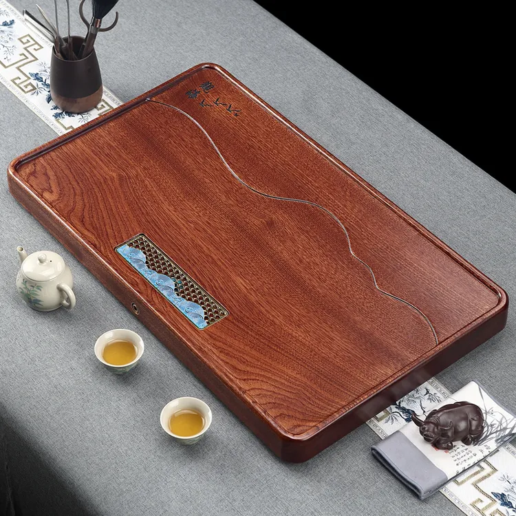 整块花梨木茶盘家用实木干泡台简约排水茶台茶海茶托高档功夫茶具