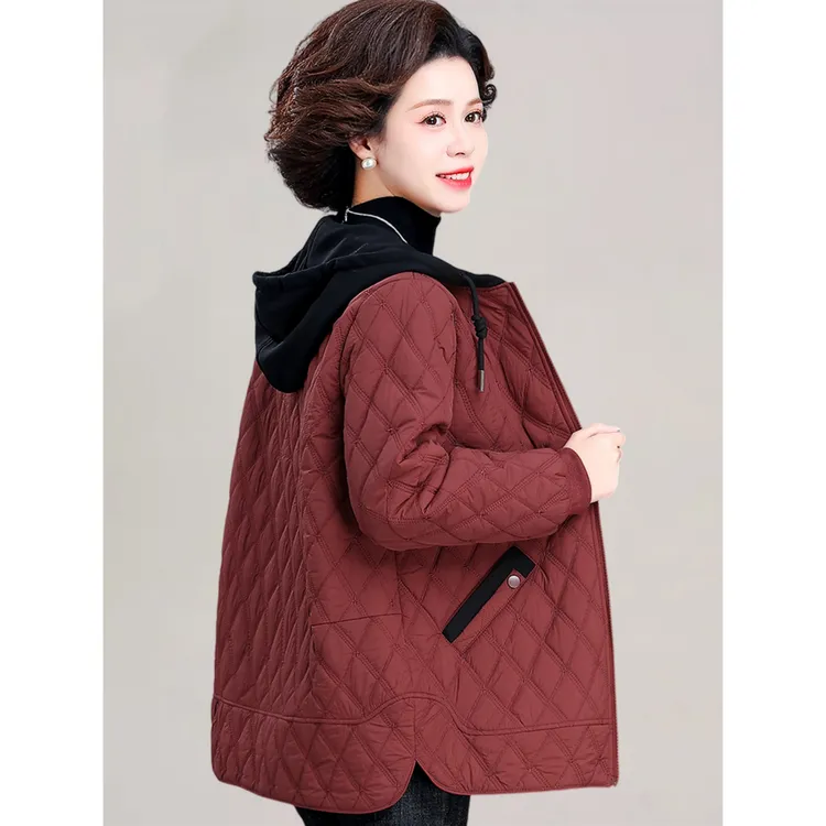 妈妈秋冬夹棉外套轻薄羽绒棉服洋气棉袄中老年人女冬装棉衣40岁50