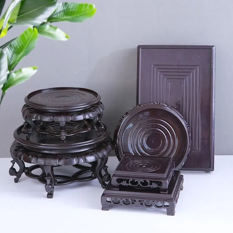 花盆底座茶具奇石盆景兰花摆件底座复古阳台室内塑料防水花盆托盘