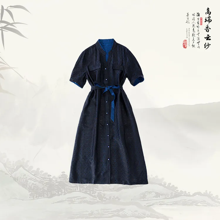 新款短袖中长款宽松夏季简约纯色连衣裙52021