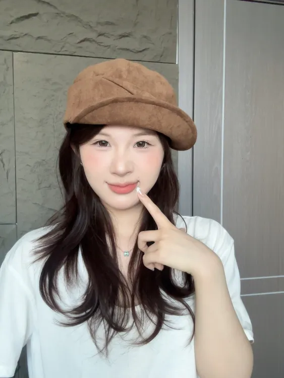 短檐贝雷帽渔夫帽圆顶休闲风帽子秋冬八角帽蓓蕾帽