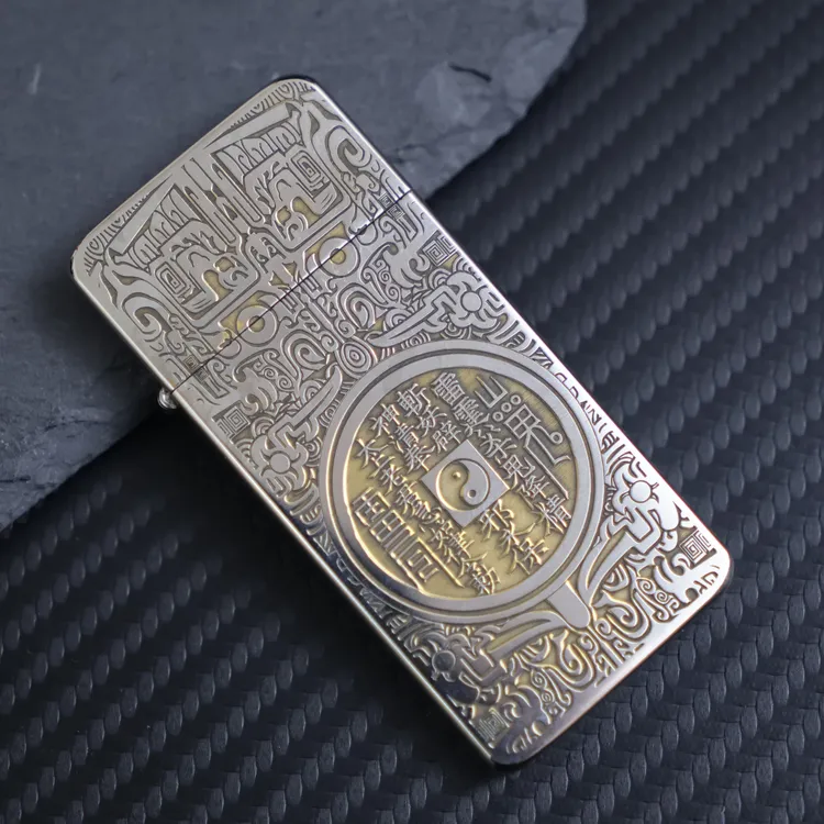 佐罗超薄男士纯铜款浮雕煤油复古防风典藏砂轮明火打火机礼物