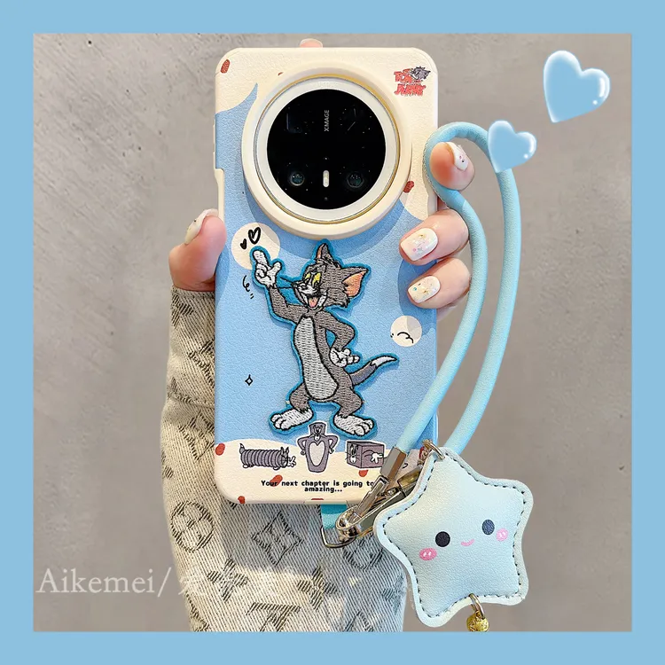 适用华为mate70pro+手机壳pura70pro猫和老鼠卡通mate60pro挂绳80