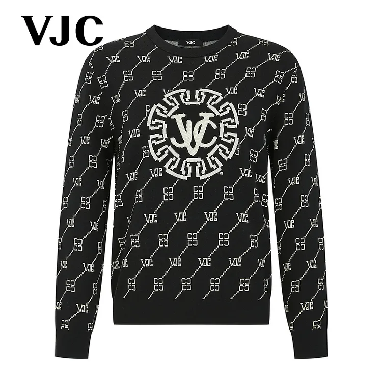VJC/威杰思2025秋冬新款男装潮流长袖绵羊毛衫B24DC2211