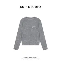 【SUSU】秋冬新款手工亮片钉珠长袖圆领针织套头毛衣SS-5808