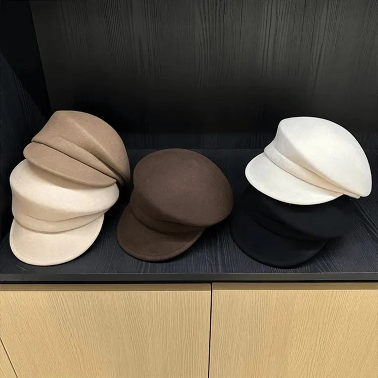 fever同款时尚博主羊毛呢礼帽女秋冬马术帽复古英伦报童帽潮ins