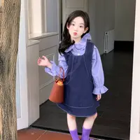 2025韩版女童裙子  时尚童装小女孩背心裙洋气牛仔裙连衣裙套装