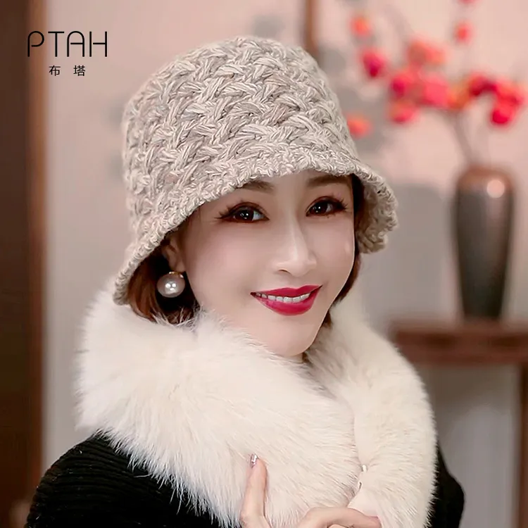 绵羊毛秋冬渔夫帽羊毛呢帽英伦复古盆帽加厚针织保暖韩版帽子8029