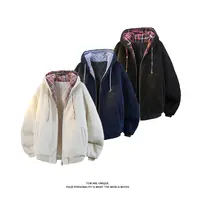 美式复古羊羔绒棉衣情侣装男女棉袄冬季宽松高级感连帽棉服外套