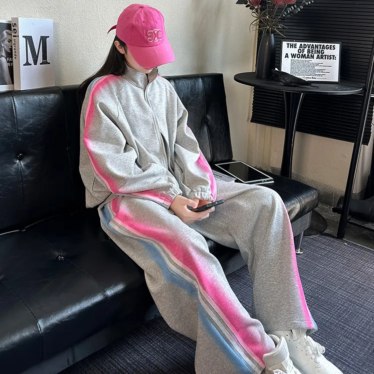 初中生个性套装女大童休闲卫衣开衫2025春秋季时髦洋气宽松运动裤