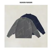  NiannNiann 新品慵懒粗棒针羊毛混纺高克重肯豆抽条毛衣16339