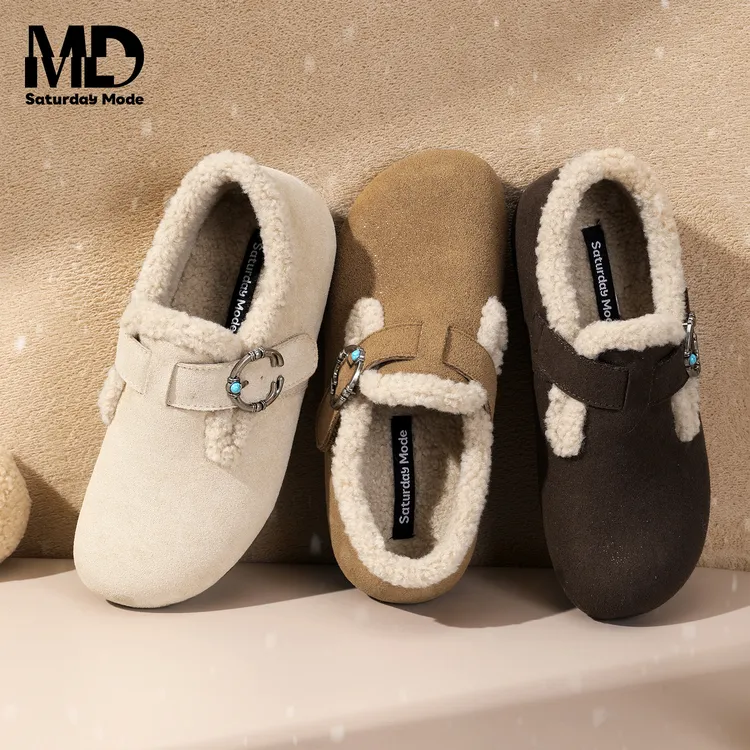SATURDAYMODE加绒勃肯鞋女冬季新款保暖毛绒休闲鞋棉鞋MDD4112D02