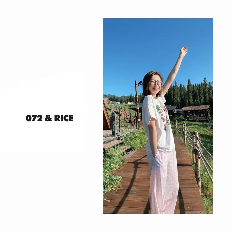 072 & RICE【少女心】100纯棉 夏季休闲橡筋腰阔腿长裤 32lK104