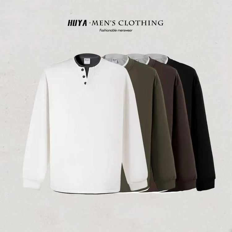 虎牙兄弟假两件卫衣男款2025冬季糯米双面暖绒纽扣长袖男款Z6328