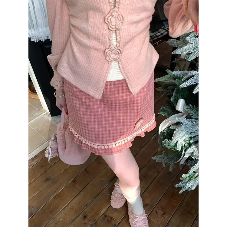 现货【一生罗曼】冬季新款女法式时尚休闲气质显瘦半身裙短裙B1375