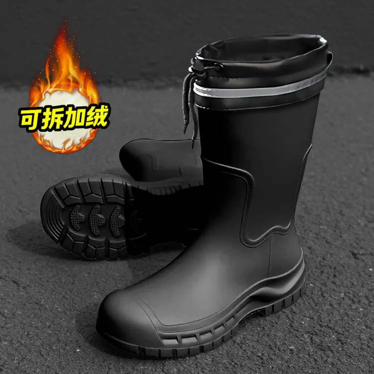 雨鞋男中筒保暖雨靴加绒防水鞋厨房胶鞋新款防滑外卖洗车钓鱼鞋子