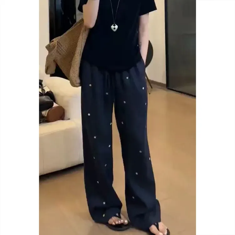 艾塔莉显瘦宽松遮肉休闲裤女夏季新款百搭基础款阔腿裤大码拖地裤