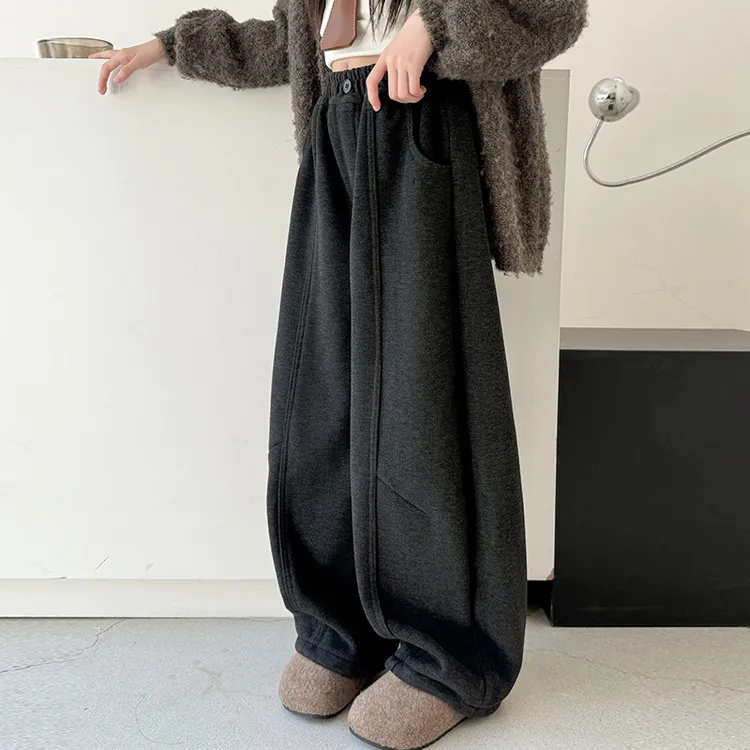 女童裤子加绒秋冬款洋气韩版女孩休闲裤宽松中大童外穿裤子一体绒