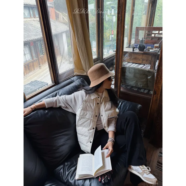 RRB Design 宽松显瘦时尚设计感拼接针织鹅绒休闲保暖外套