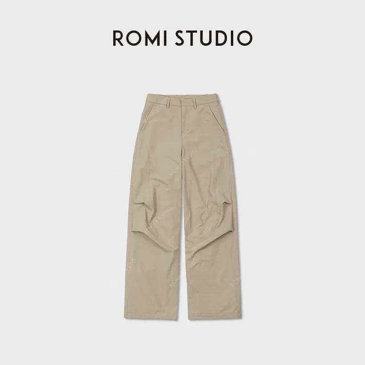 ROMI STUDIO“加绒裤”轻盈高弹卡其绒里中腰休闲长裤RWCWX86506