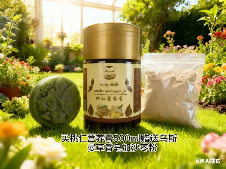 【juharay500ml】桃仁膏赠品乌斯曼草黑种草洗发皂和沙枣粉