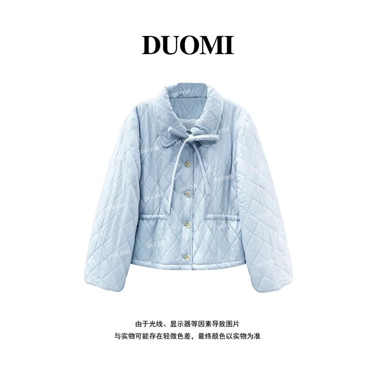 【DUOMI】冬季新款百搭时尚内里毛毛设计感百搭厚外套女D8087
