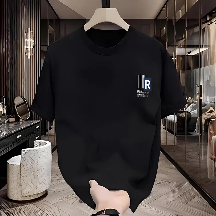 啄木鸟25年爆款圆领印花时尚高端纯棉潮流男款美式百搭t恤休闲ins