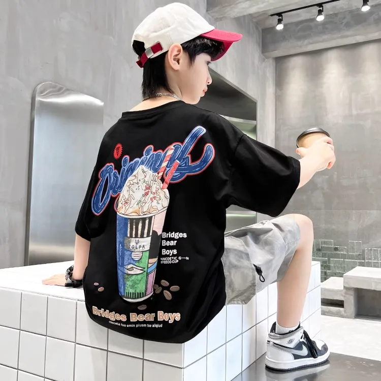 男孩纯棉T恤宽松版短袖t恤夏季圆领休闲百搭上衣【cT904】