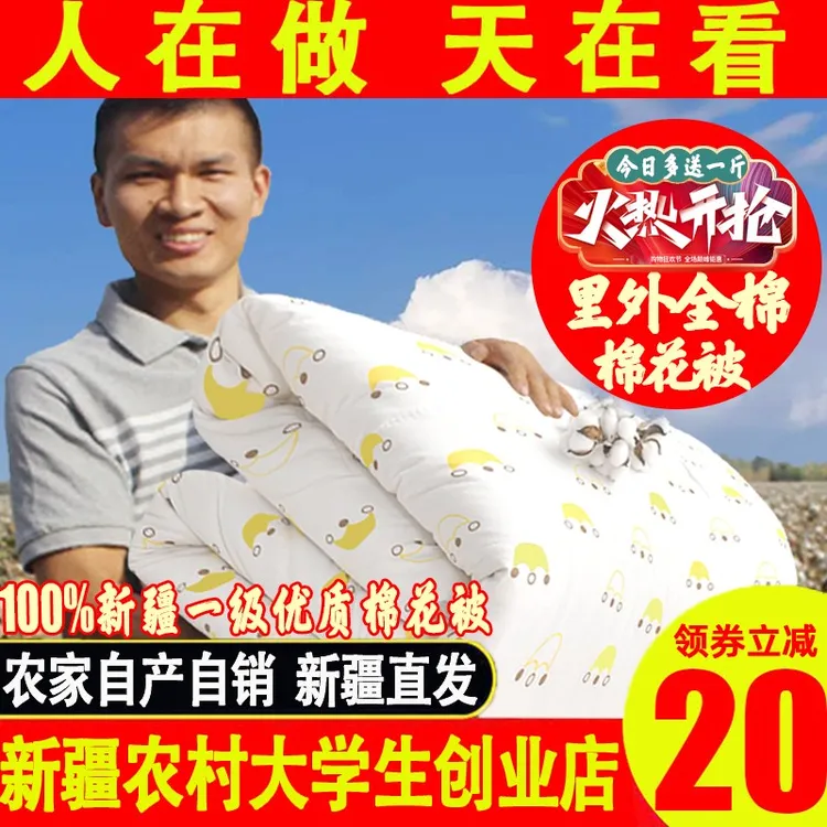 【里外全棉】新疆棉被里外全棉被芯纯棉花被子床垫被棉絮