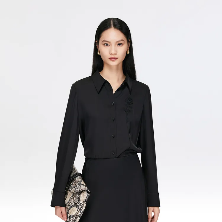 Vero Moda衬衫【手绘玫瑰】立体花朵刺绣纯色时尚上衣325305033