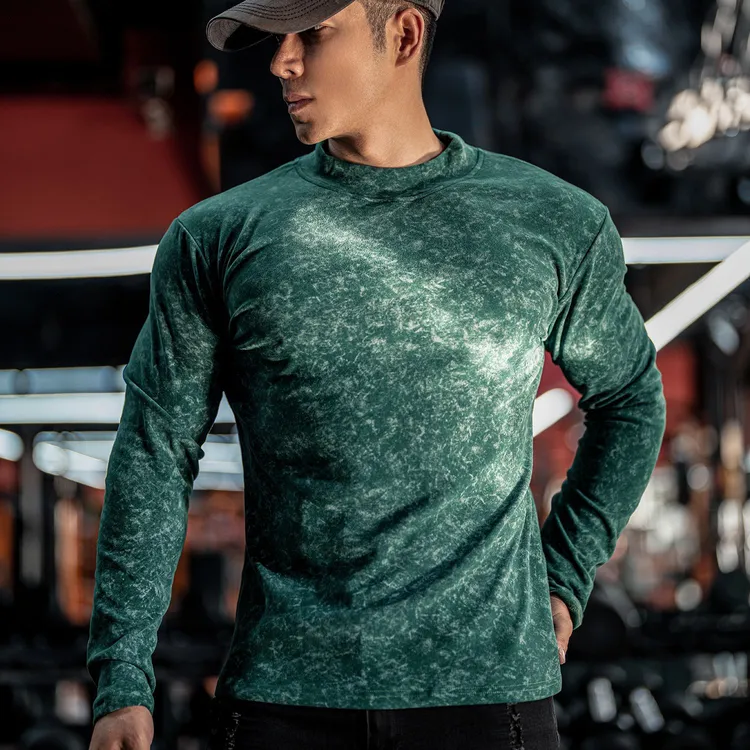 春秋健身撸铁男士男款运动休闲跑步锻炼训练双面保暖德绒纯色打底