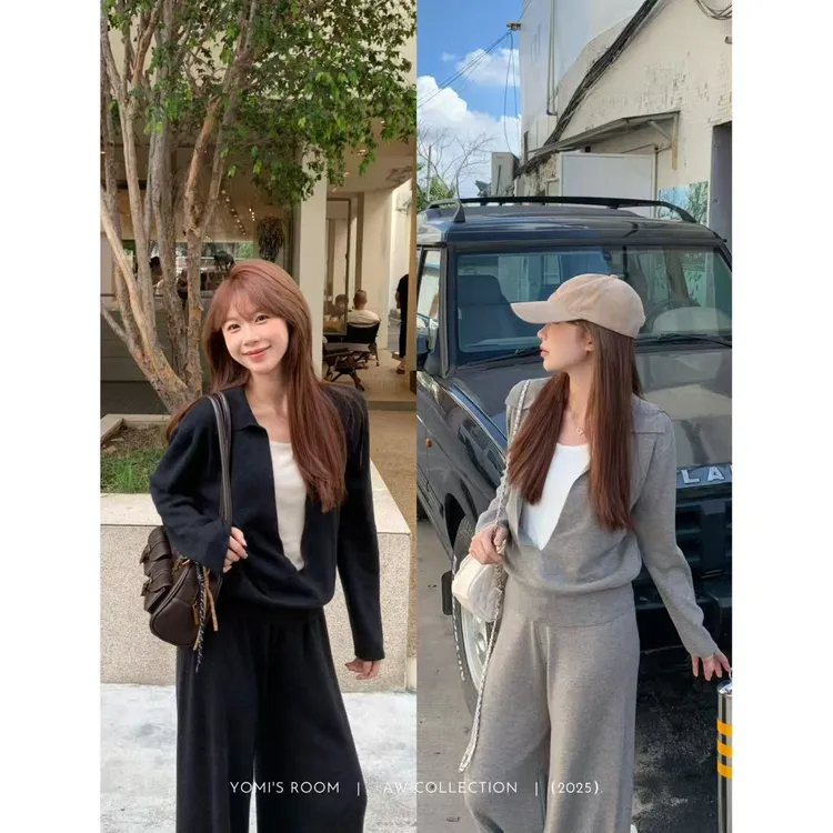 YOMI小个子【柏林雾】绵羊毛+亚麻假两件套装气质休闲秋季显白显瘦