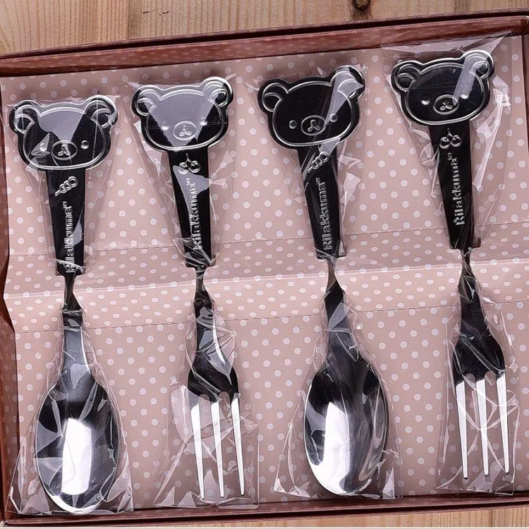 新疆西藏包邮外贸日系可爱轻松熊水果叉餐具套装一个人学生三件套