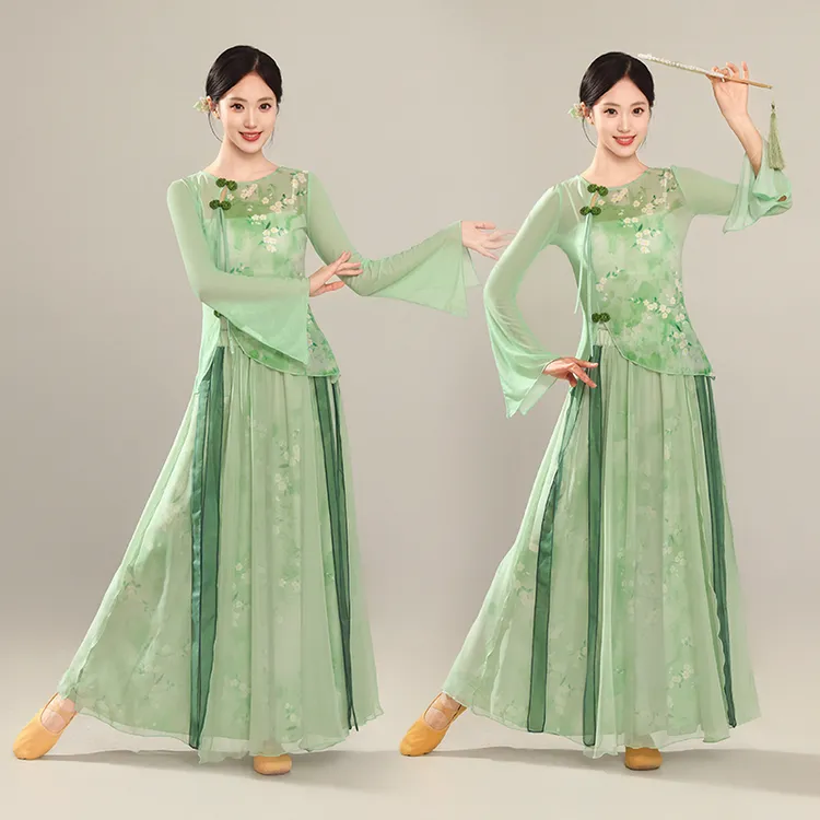 青花瓷舞蹈服春三月入画服装古风烟雨行舟演出服中国古典舞练功服