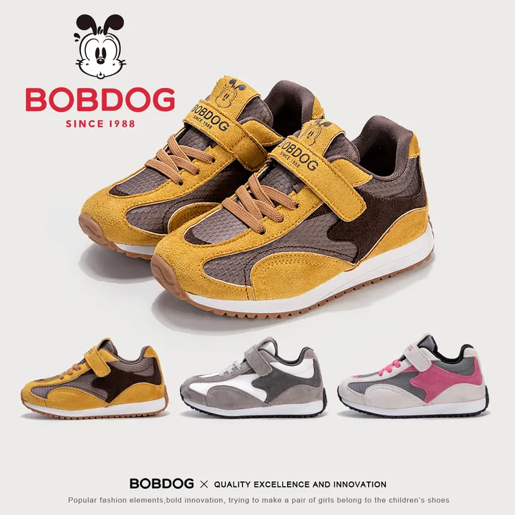 Bobdog/巴布豆秋季新款时尚百搭防滑运动男童鞋时尚风女童休闲鞋