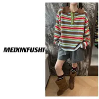 【Mei Xin】领口三扣彩色纱线翻领毛衣/059/D