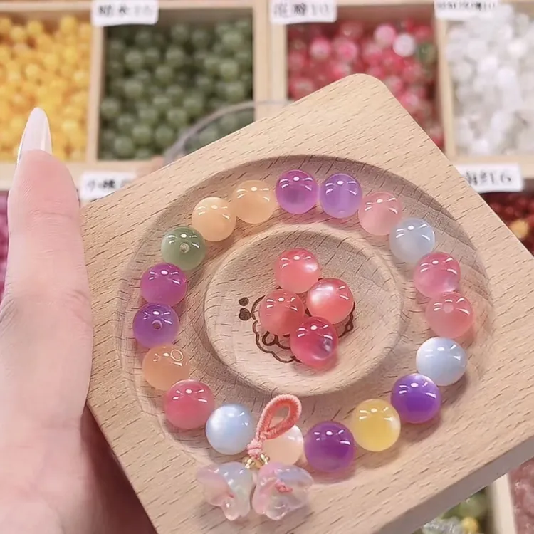 紫外线UV光变彩色猫眼树脂散珠子批发手工diy材料手串